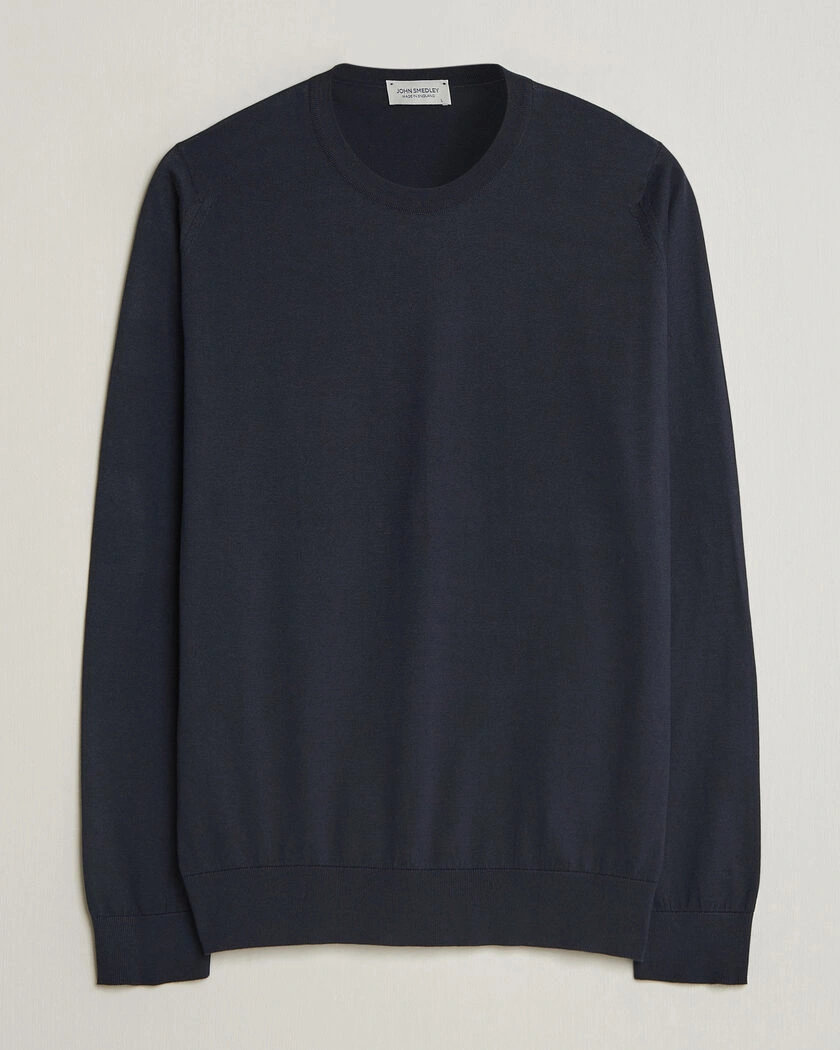 John Smedley Rowland Sea Island Crew Neck Pullover Navy – Blau
