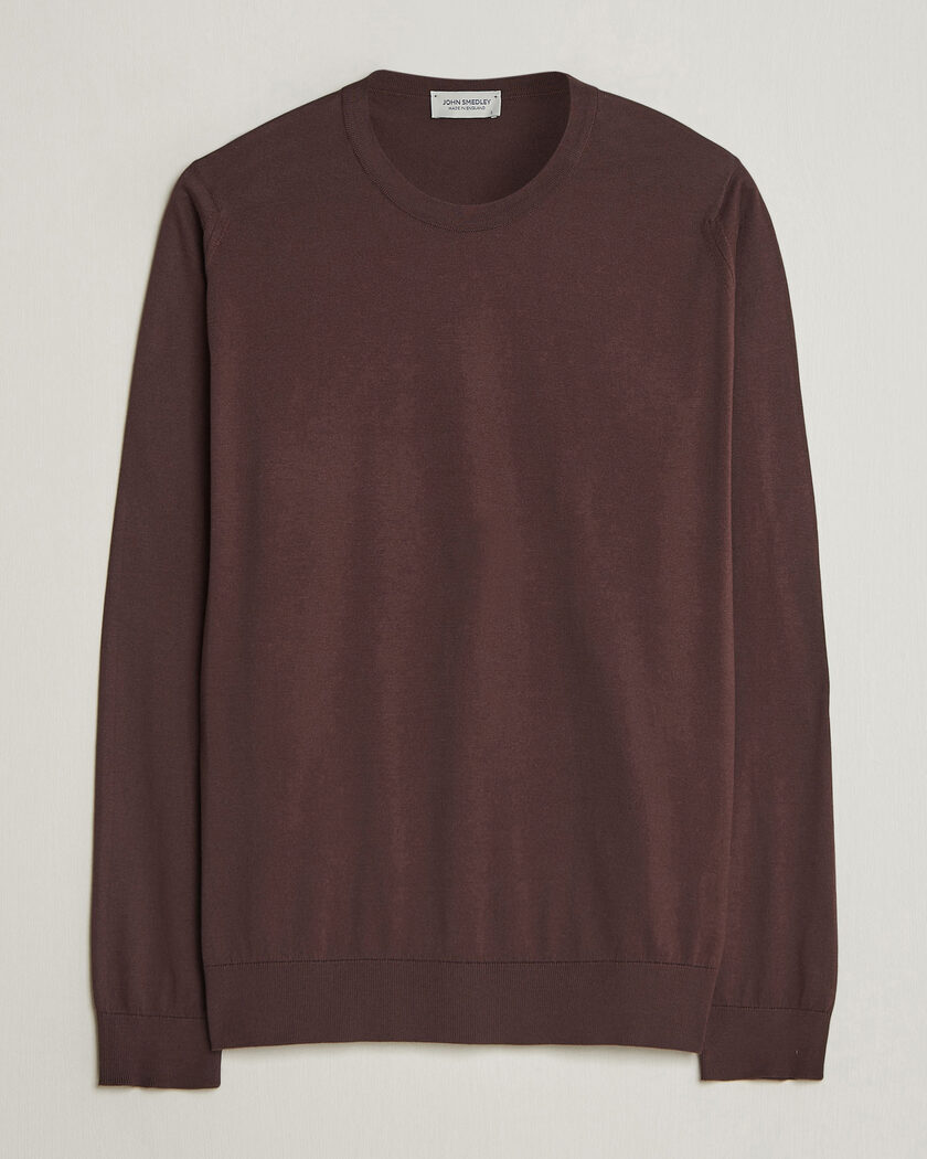 John Smedley Rowland Sea Island Crew Neck Pullover Raisin Brown – Braun