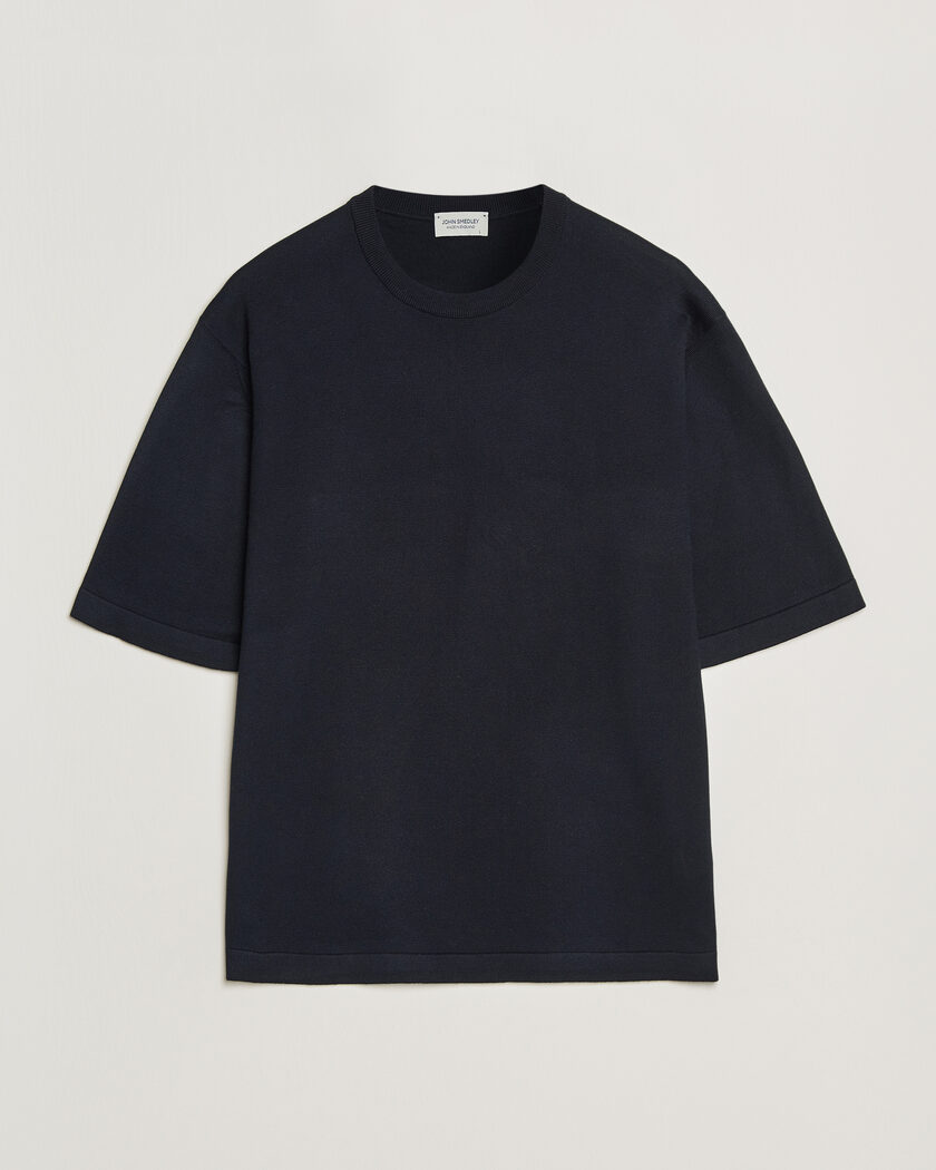 John Smedley Tindall Sea Island Cotton T-Shirt Navy – Blau