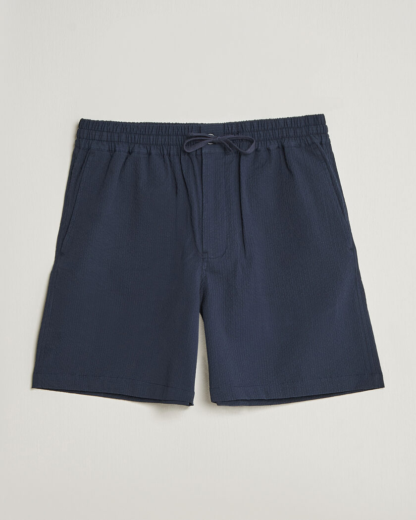 Maison Kitsuné Seersucker Drawstring Shorts Navy – Blau