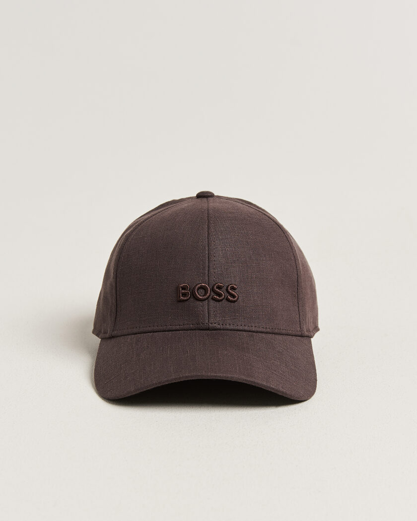 BOSS BLACK Zed Linen Cap Dark Brown – Braun