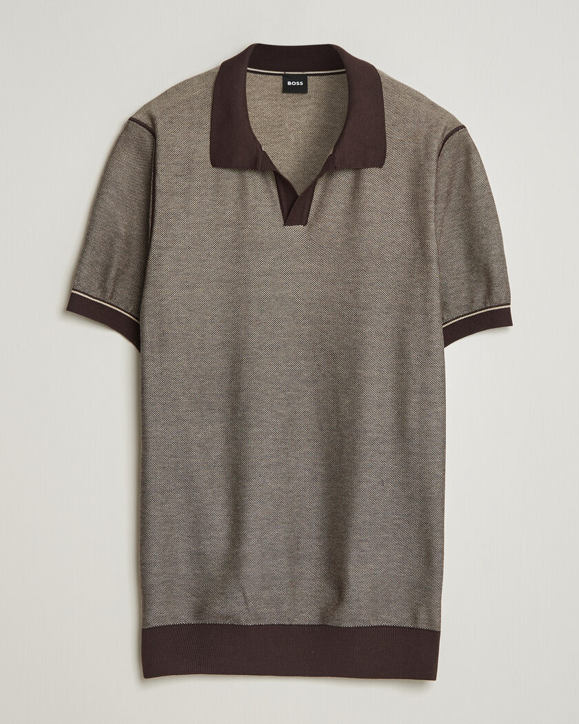 BOSS BLACK Narciso Knitted Polo Dark Brown – Braun