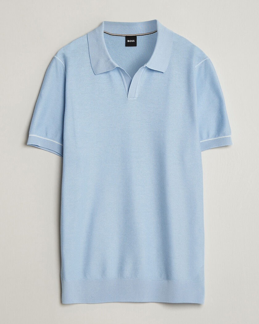 BOSS BLACK Narciso Knitted Polo Light Blue – Blau