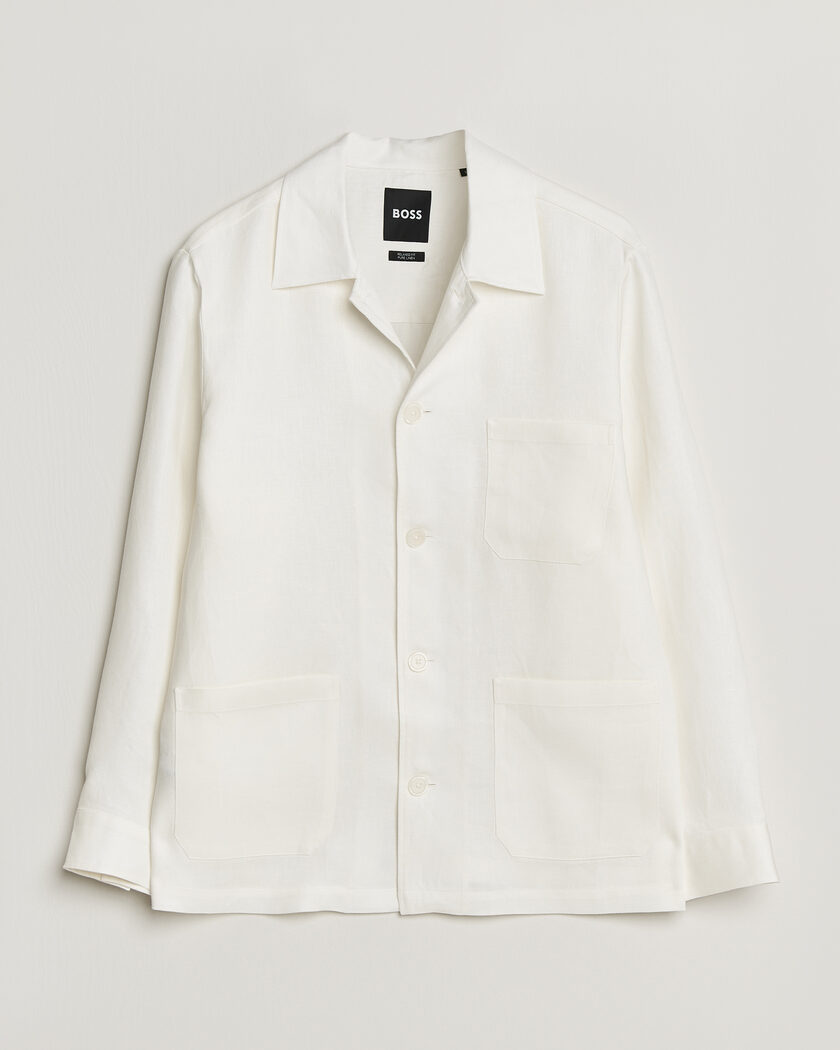 BOSS BLACK Cai Linen Overshirt White – Weiß