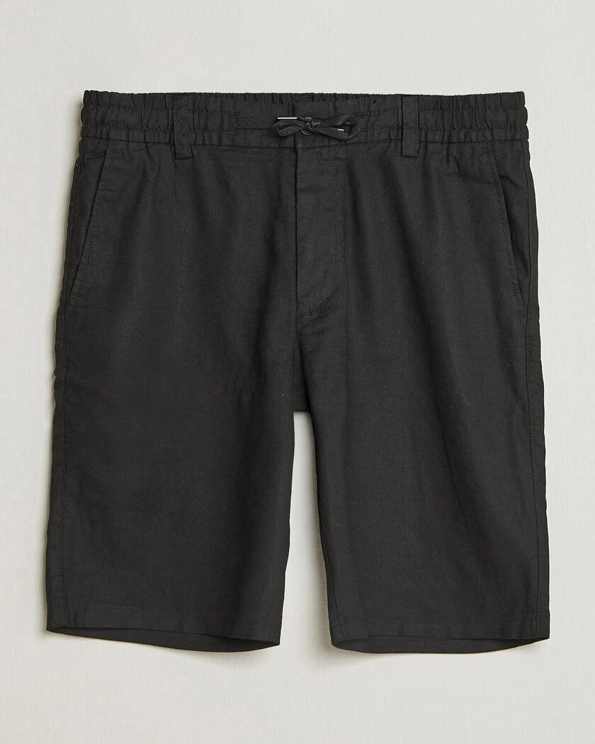 BOSS ORANGE Tapered Linen Drawstring Shorts Black – Schwarz