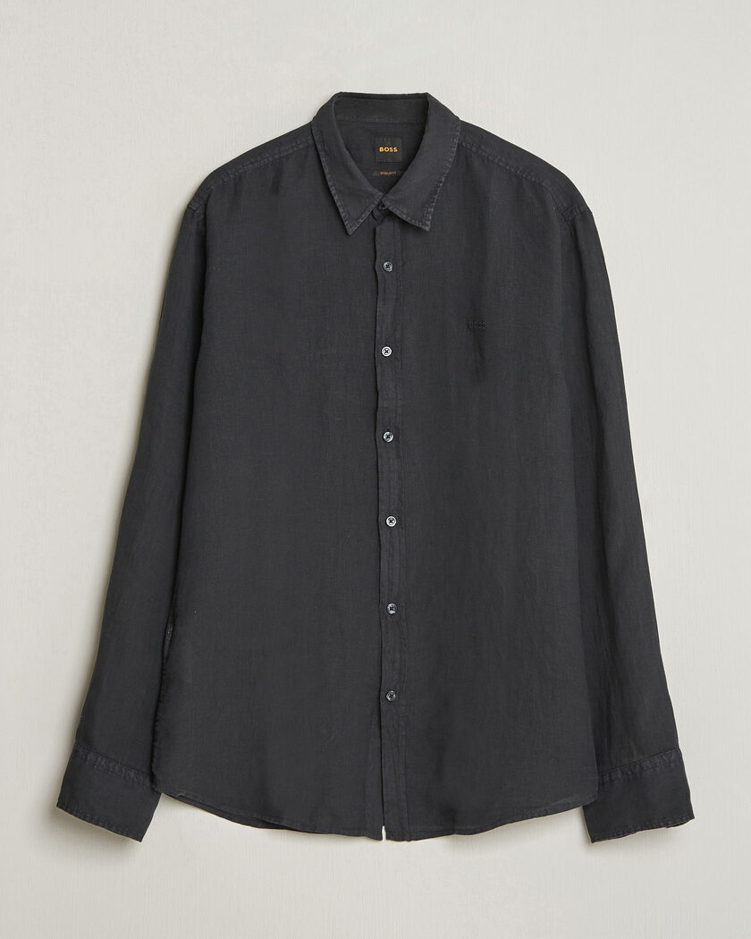 BOSS ORANGE Relegant Linen Shirt Black – Schwarz