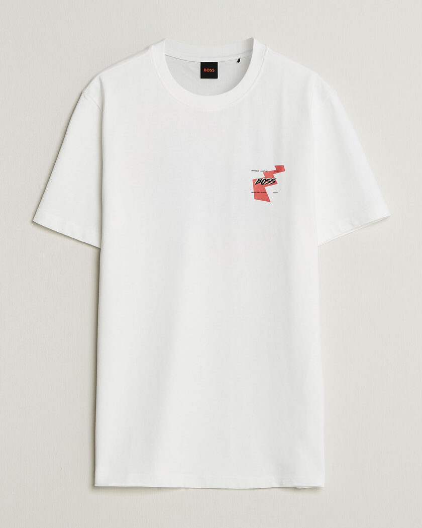 BOSS ORANGE Movement Printed Crew Neck T-Shirt Natural – Weiß