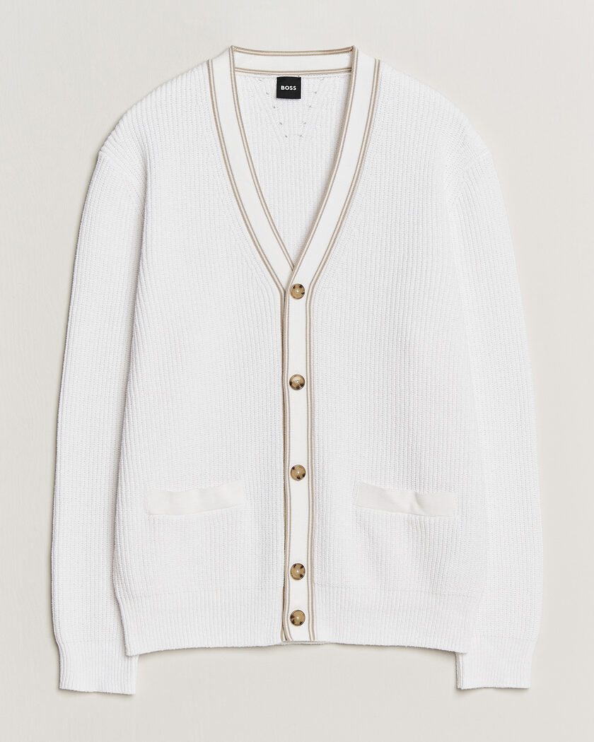 BOSS BLACK Napoli Knitted Cardigan White – Weiß