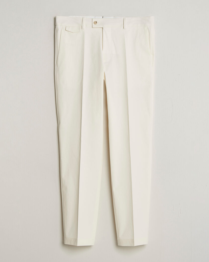BOSS CAMEL Peet Cotton Pleated Trousers Open White – Weiß