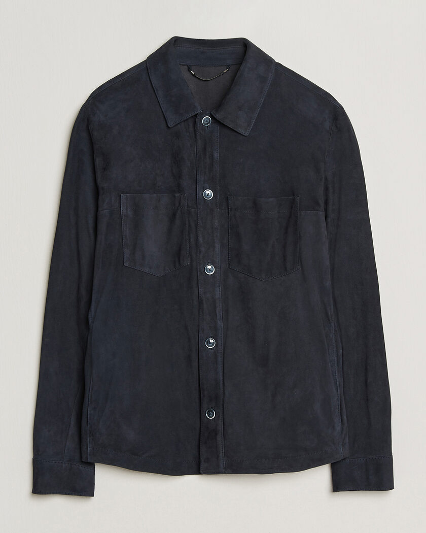 BOSS CAMEL Mando Suede Jacket Dark Blue – Blau