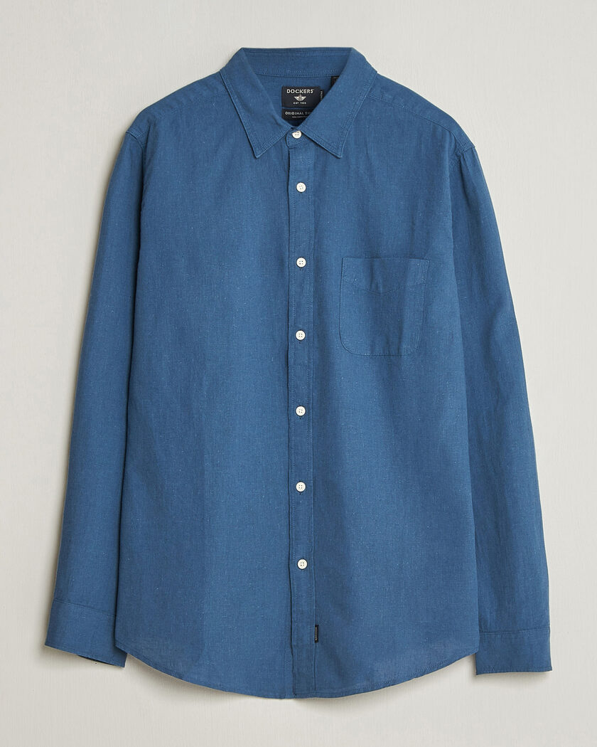 Dockers Slim Linen/Cotton Shirt Bering Sea – Blau
