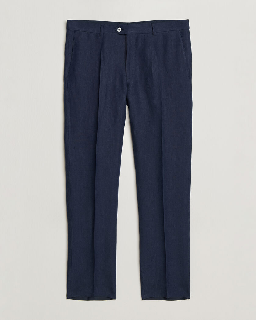 Oscar Jacobson Dandy Linen Trousers Navy – Blau