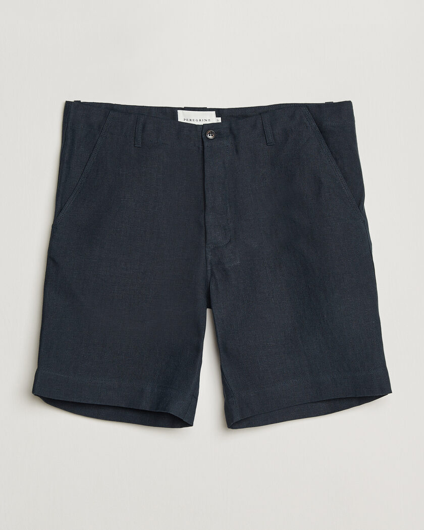 Peregrine Windsor Linen Shorts Navy Stripe – Blau