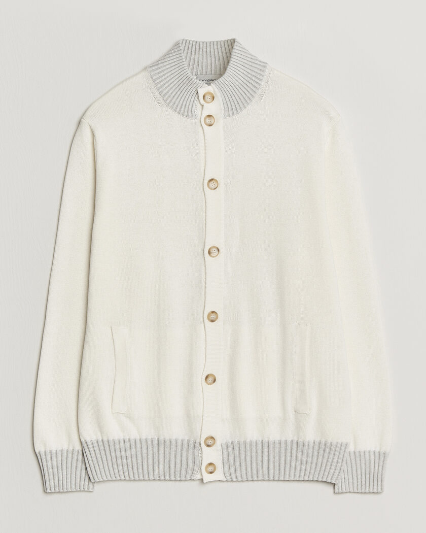  Morgano Cotton/Cashmere Knitted Cardigan Cream – Weiß