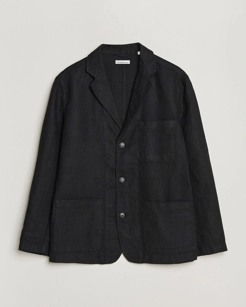 KnowledgeCotton Apparel Linen Blazer Black – Schwarz