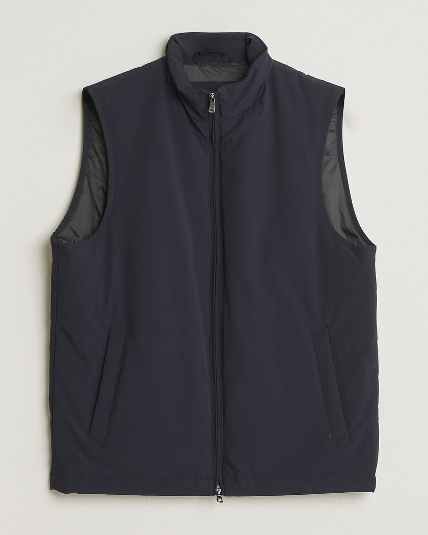 Oscar Jacobson Light Zipped Waistcoat Navy – Blau