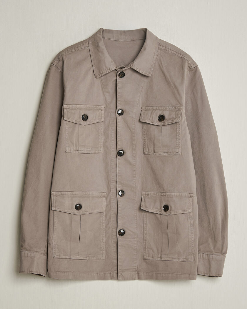 Oscar Jacobson Safari Cotton Shirt Jacket Grey – Grau