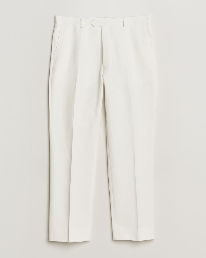 Oscar Jacobson Del Cotton/Linen Trousers White – Weiß