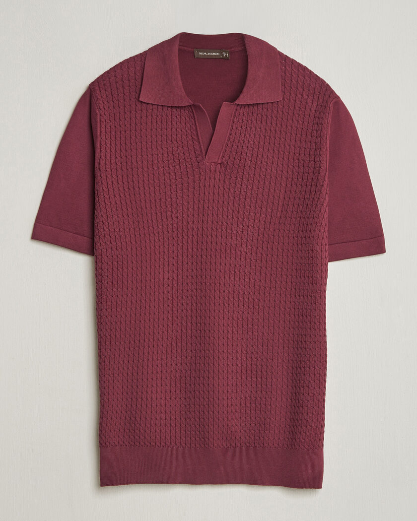 Oscar Jacobson Alf Structured Cotton Polo Wine Red – Rot