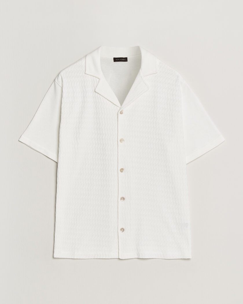 Oscar Jacobson Kirk Knitted Short Sleeve Shirt Snow White – Weiß