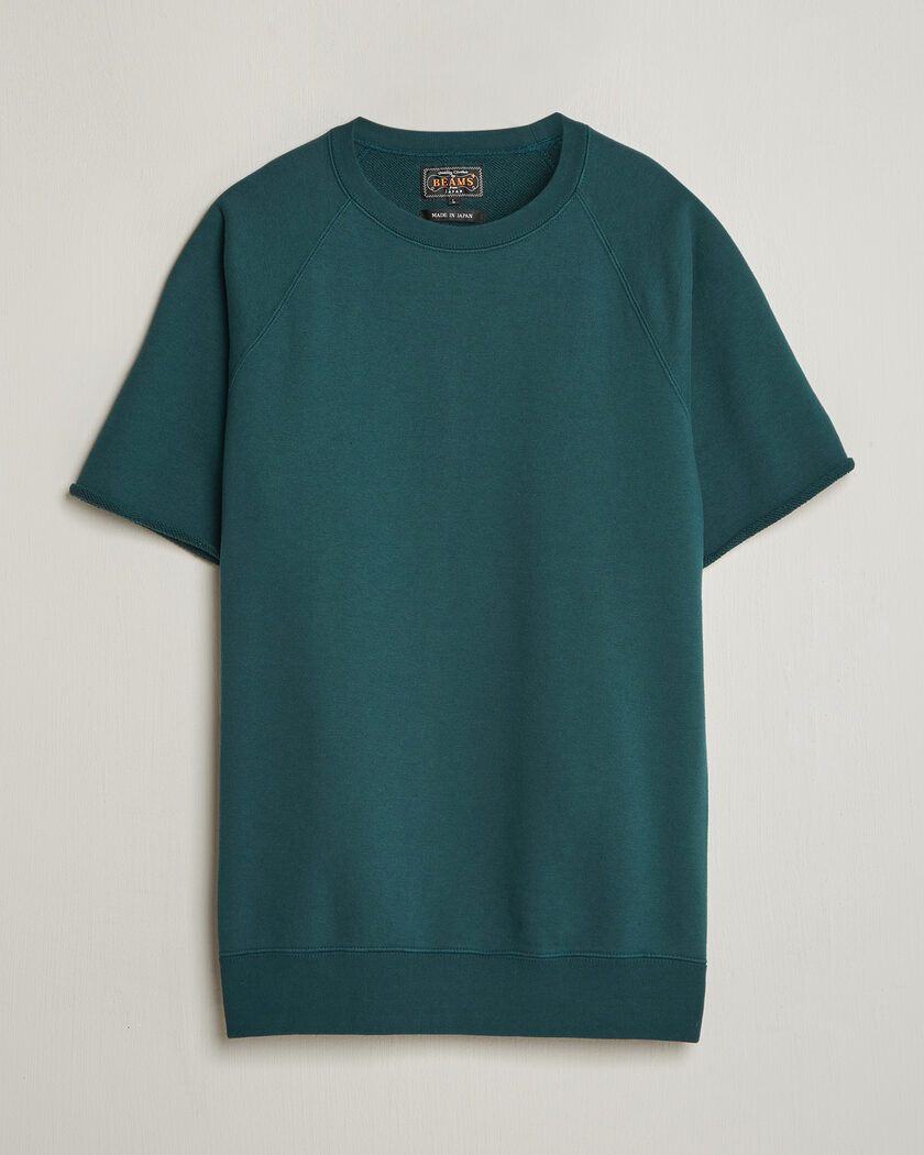 BEAMS PLUS Short Sleeve Cut Off Sweat Dark Green – Grün
