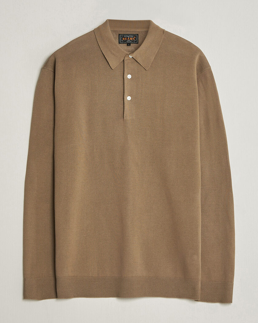 BEAMS PLUS Long Sleeve 12G Knit Polo Mocha – Braun