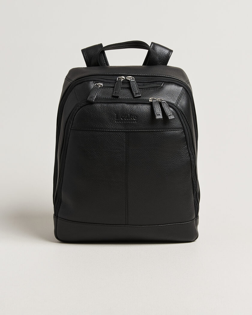 Loake Shoemakers Waterloo Grained Leather Backpack Black – Schwarz