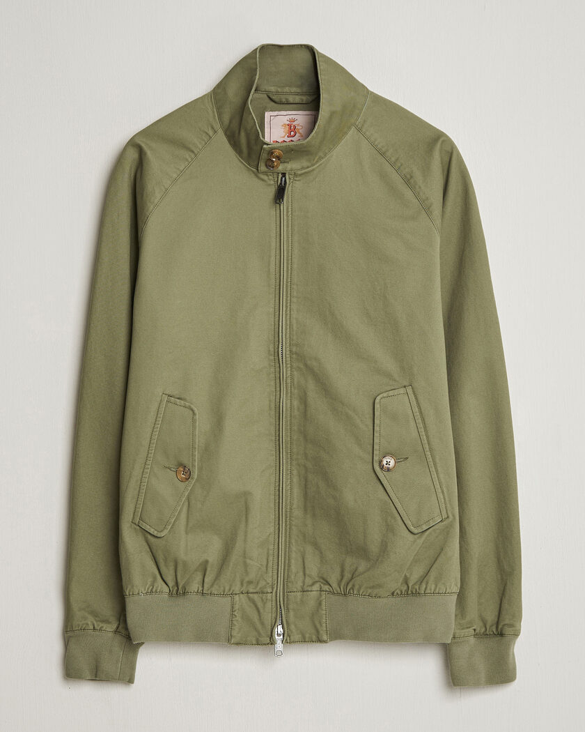 Baracuta G9 Washed Cotton Twill Jacket Lichen Green – Grün