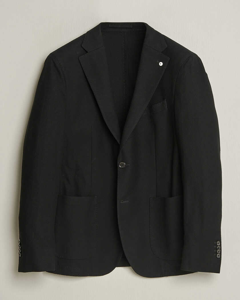  L.B.M. 1911 Jack Herringbone Cotton Blazer Black – Schwarz
