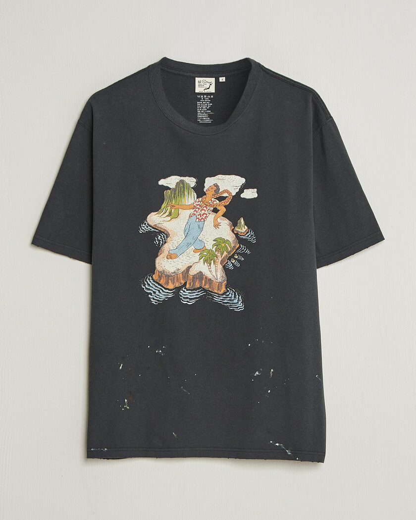 orSlow Vintage Hawaiian Print T-Shirt Black – Schwarz