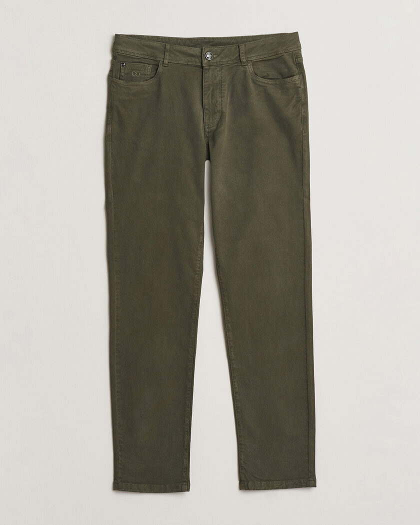 Oscar Jacobson Slim Fit 5-Pocket Chino Olive – Grün