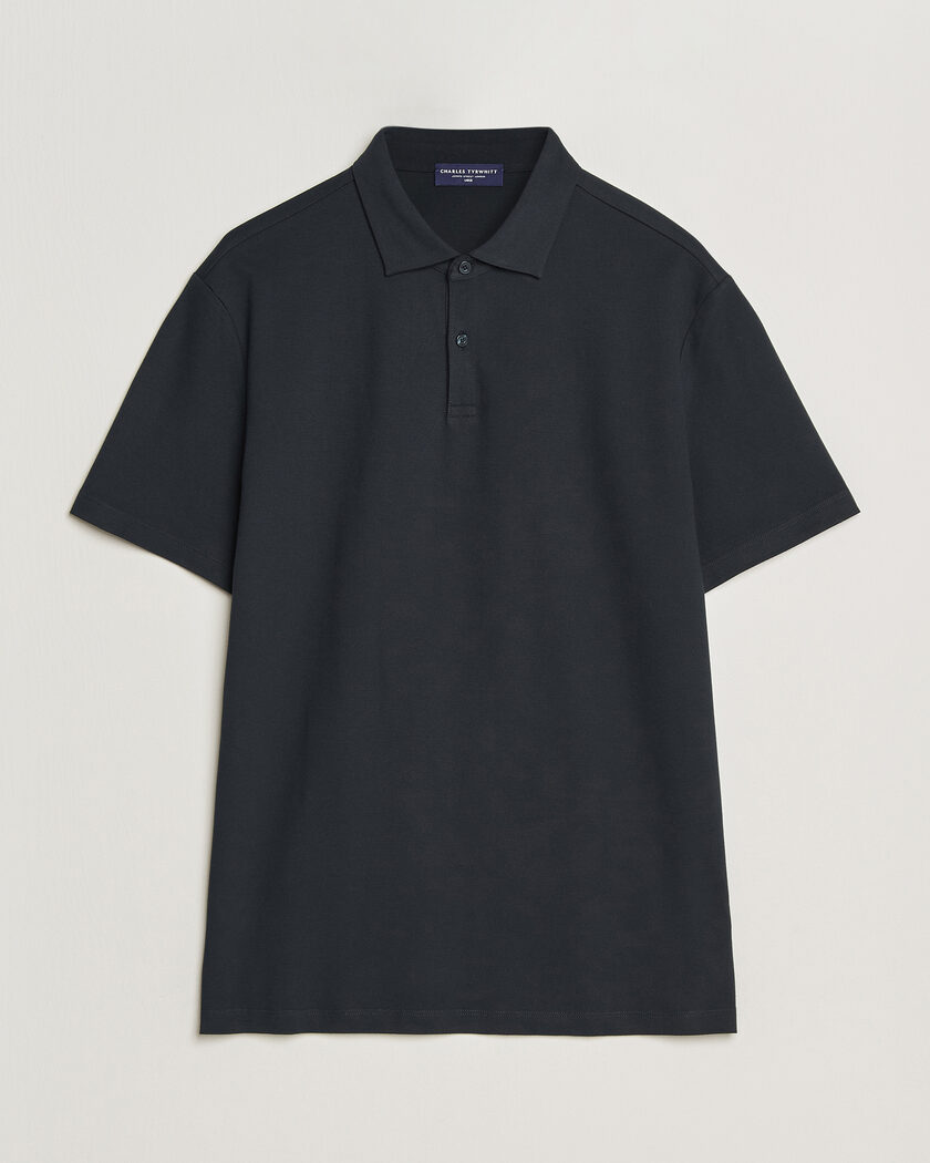 Charles Tyrwhitt Smart Stretch Pique Polo Black – Schwarz