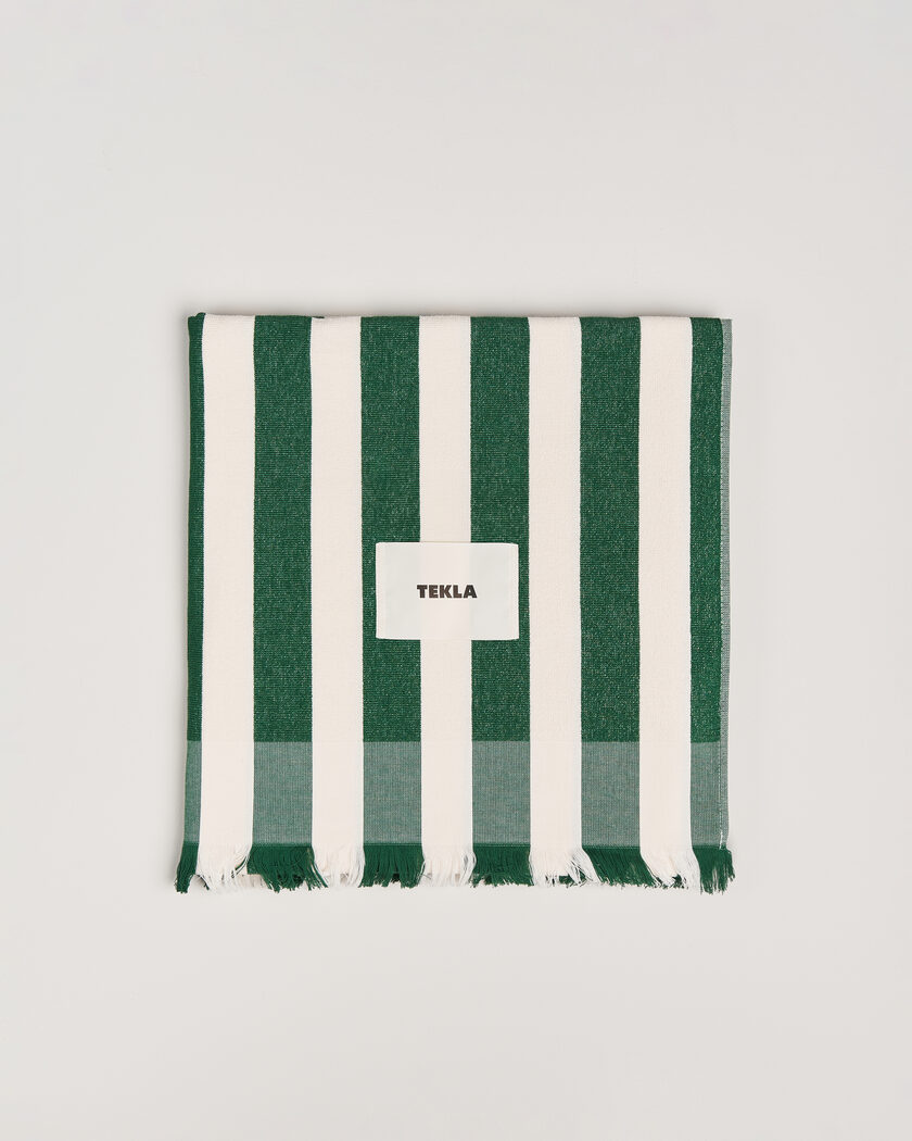 Tekla Organic Terry Beach Towel Green Deck Stripes – Mehrfarbig
