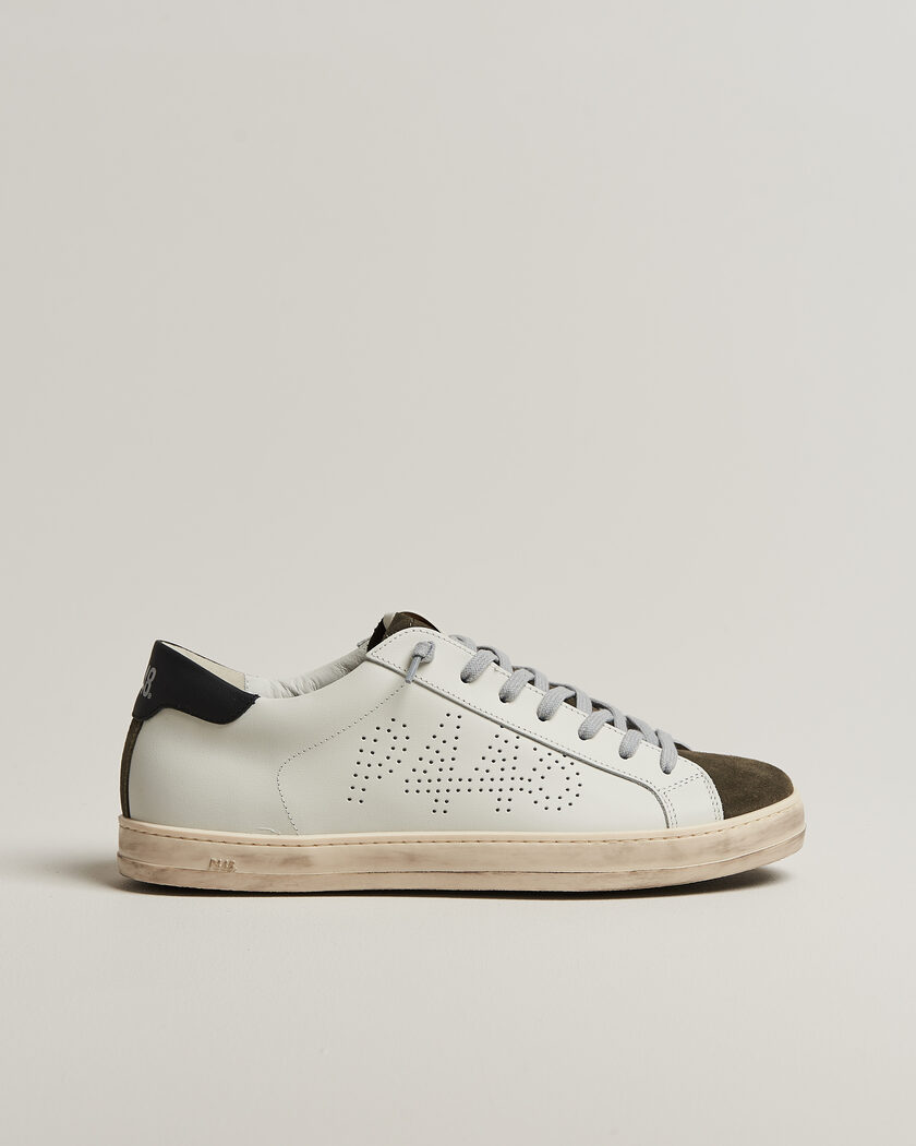P448 John Leather Sneaker White/Olive – Weiß