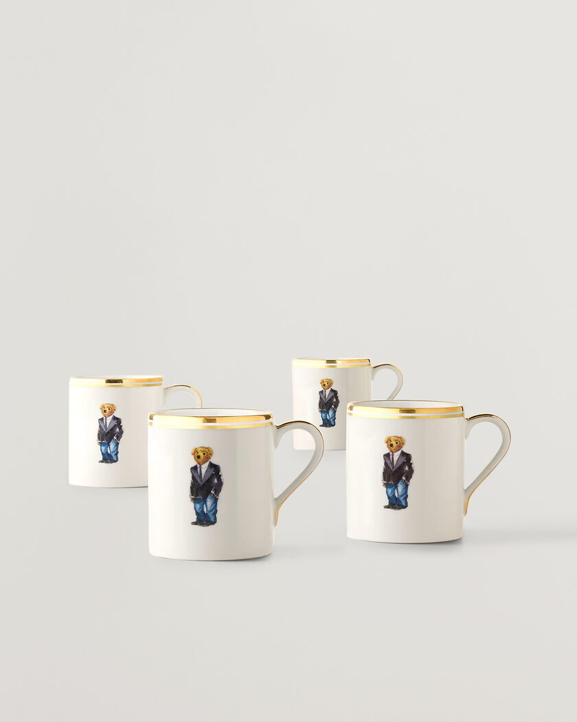 Ralph Lauren Home Wilshire Tuxedo Bear Mug Set White/Gold – Weiß