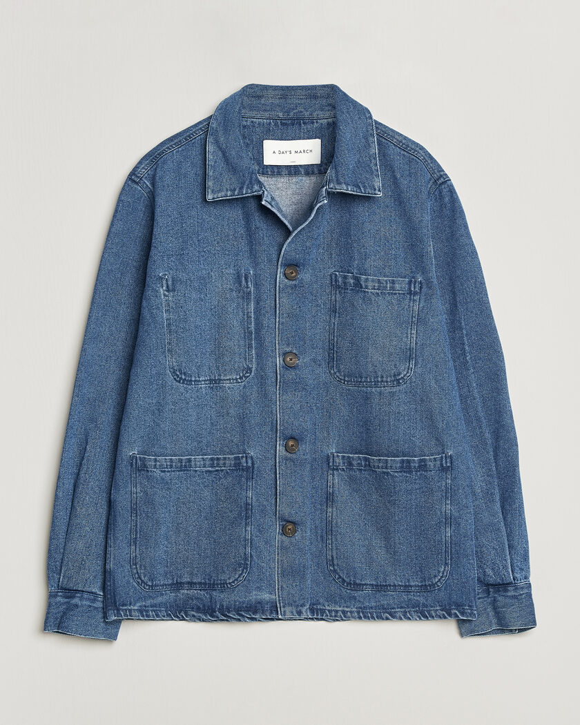 A Day's March Algot Denim Overshirt Washed Blue – Blau