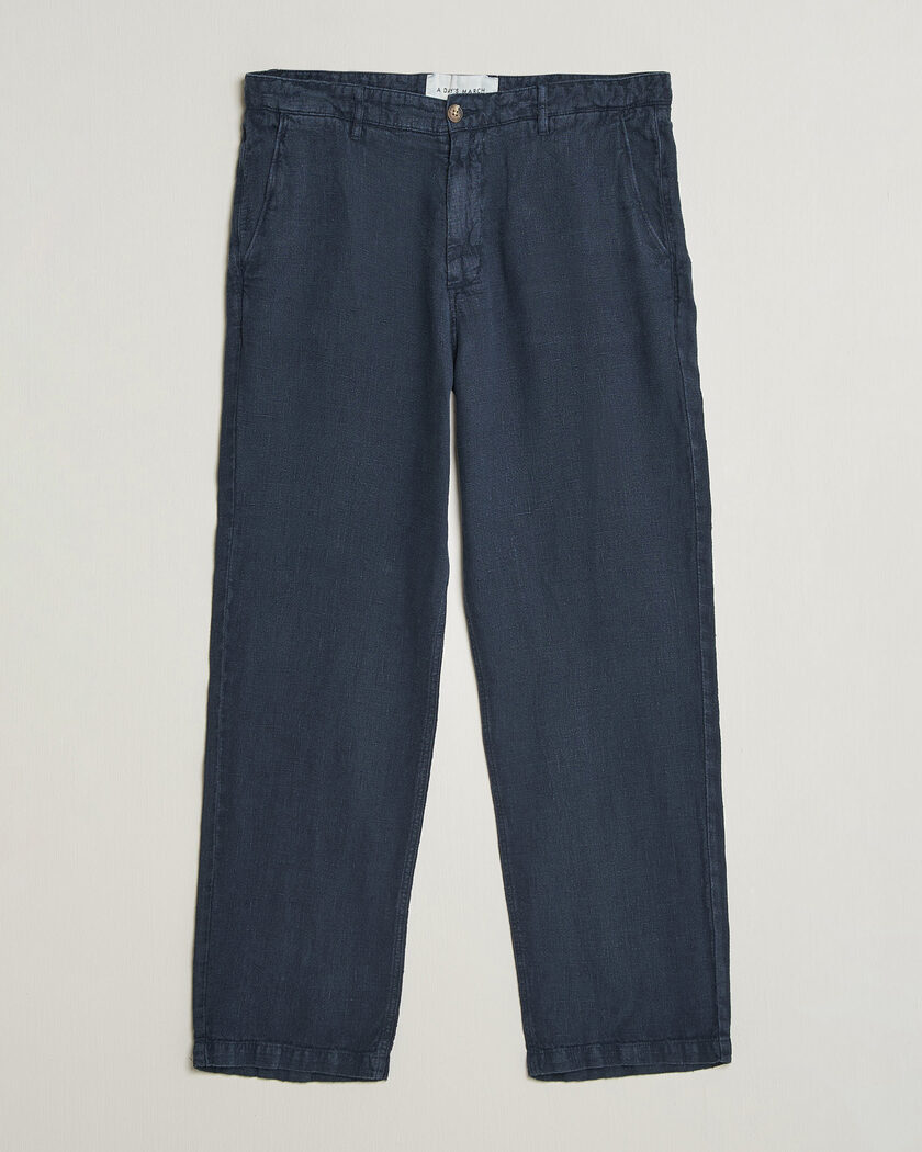 A Day's March Redwood Linen Trousers Navy – Blau