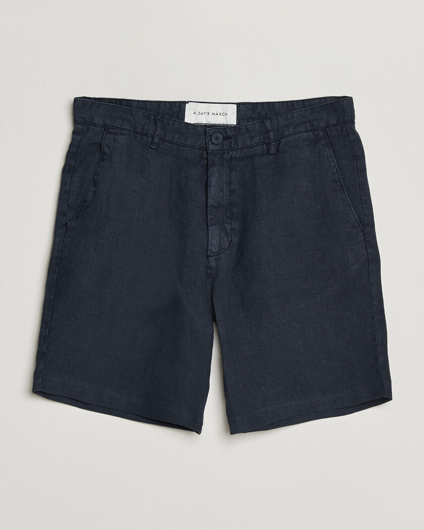 A Day's March Luny Linen Shorts Navy – Blau