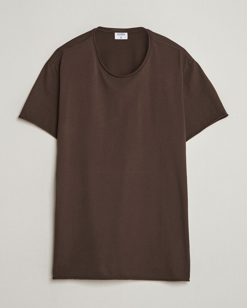 Filippa K Roll Neck Crew Neck T-Shirt Dark Chocolate – Braun