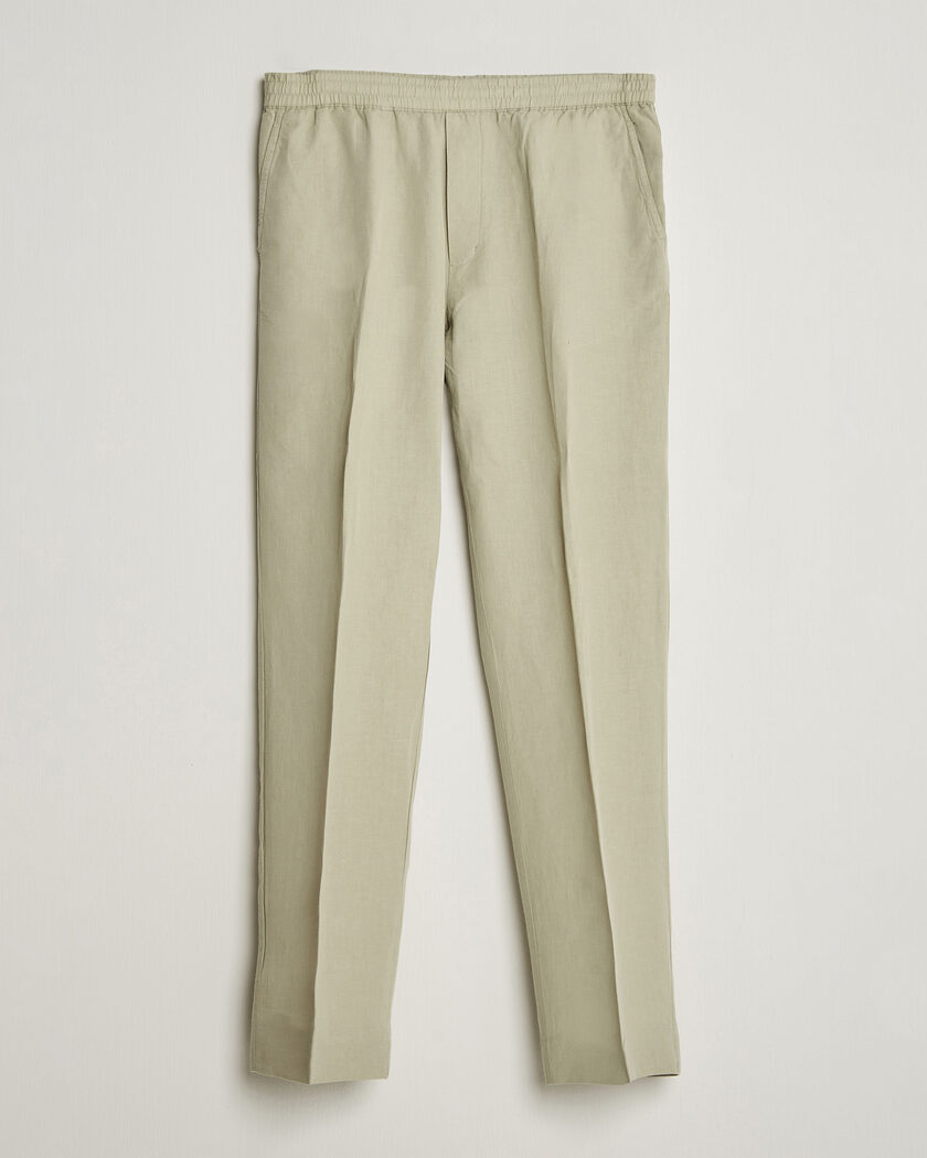 Filippa K Theo Relaxed Linen/Cotton Drawstring Trousers Light Green – Grün