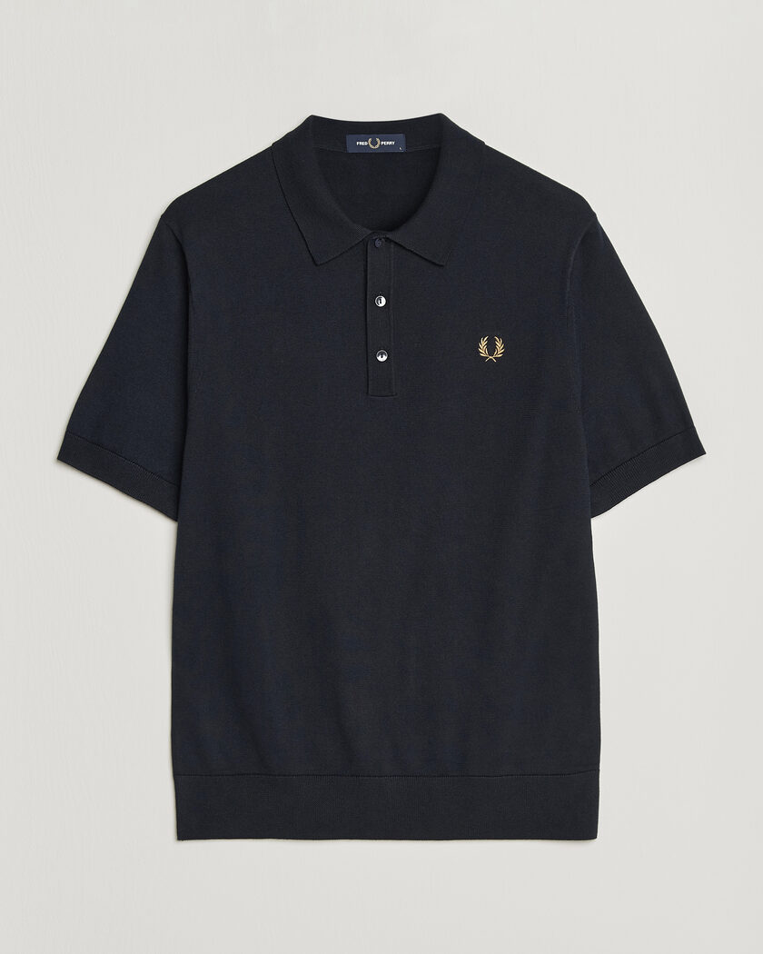 Fred Perry Cotton Knitted Polo Navy – Blau
