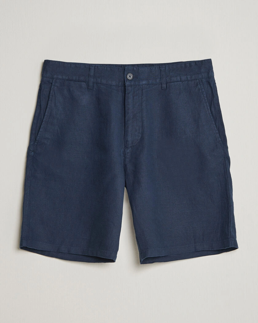 NN07 Aden Linen Shorts Navy Blue – Blau