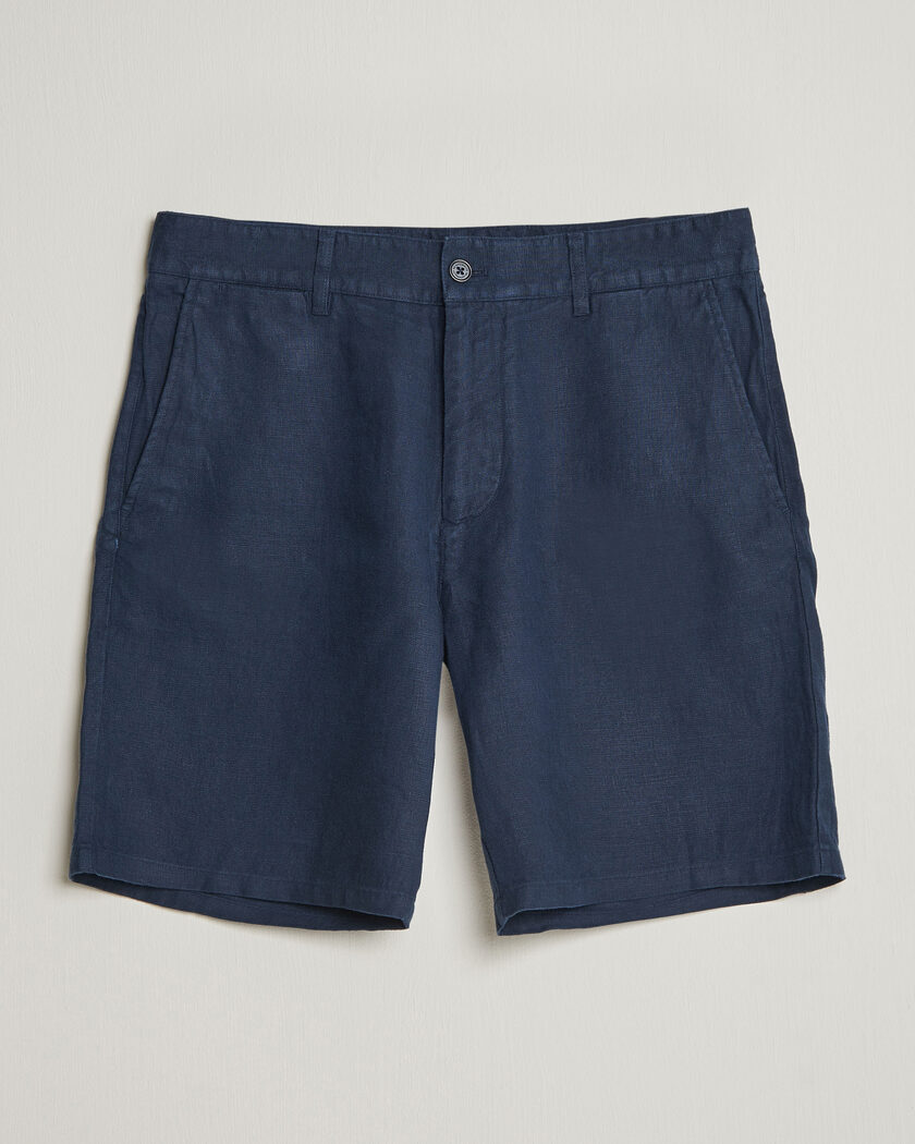 NN07 Aden Linen Shorts Navy Blue – Blau