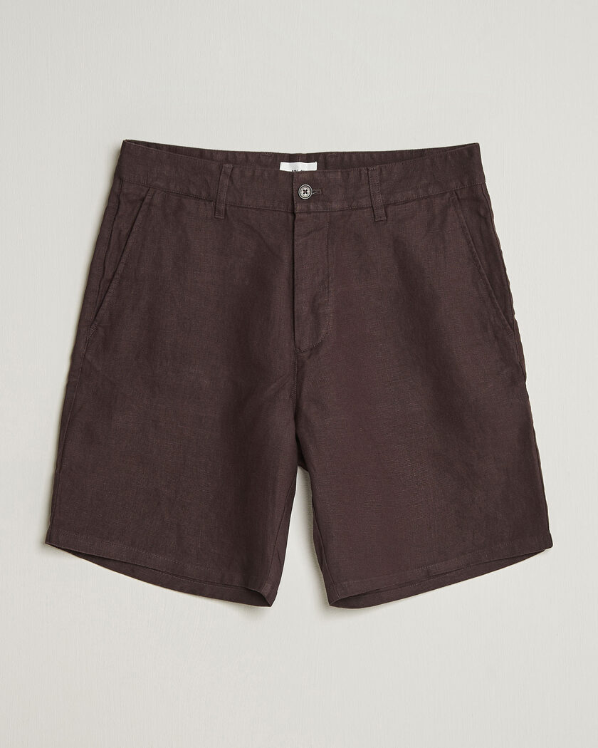 NN07 Aden Linen Shorts Dusky Port – Braun