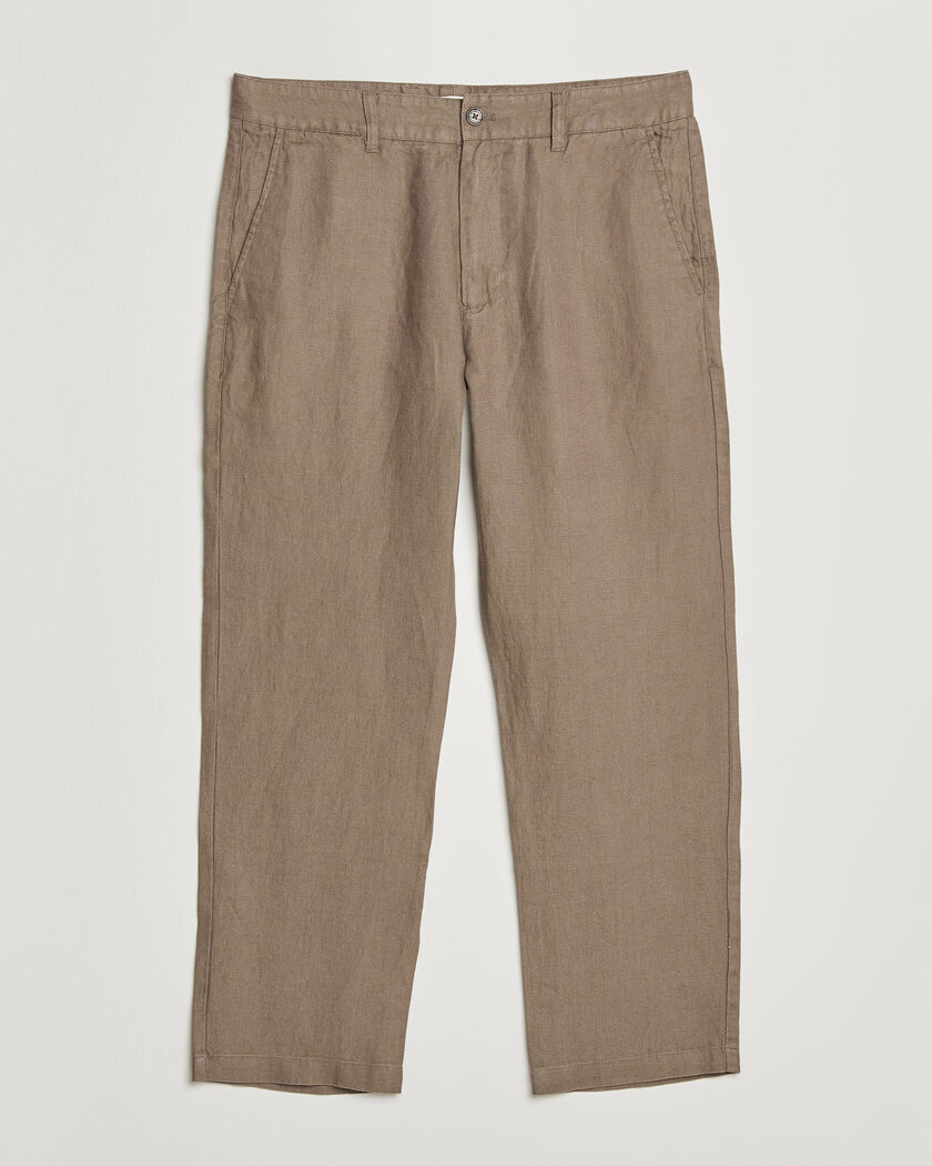 NN07 Aden Regular Fit Linen Trousers Clay Mirage – Braun