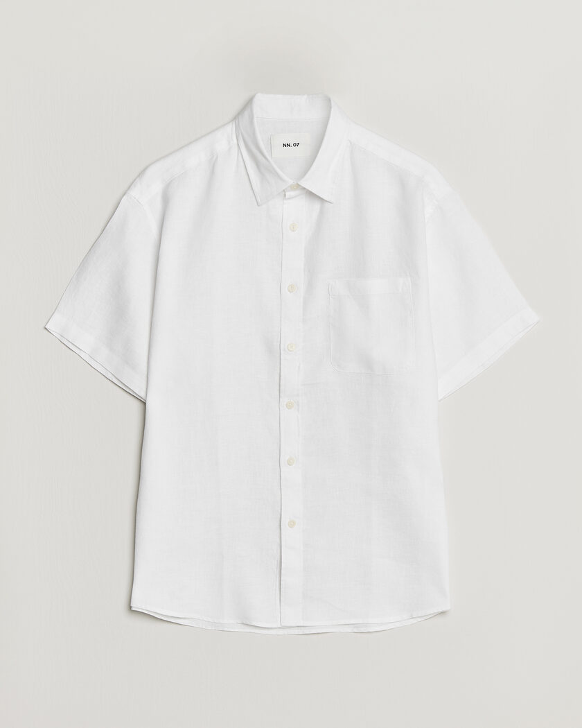 NN07 Deon Linen Short Sleeve Shirt White – Weiß