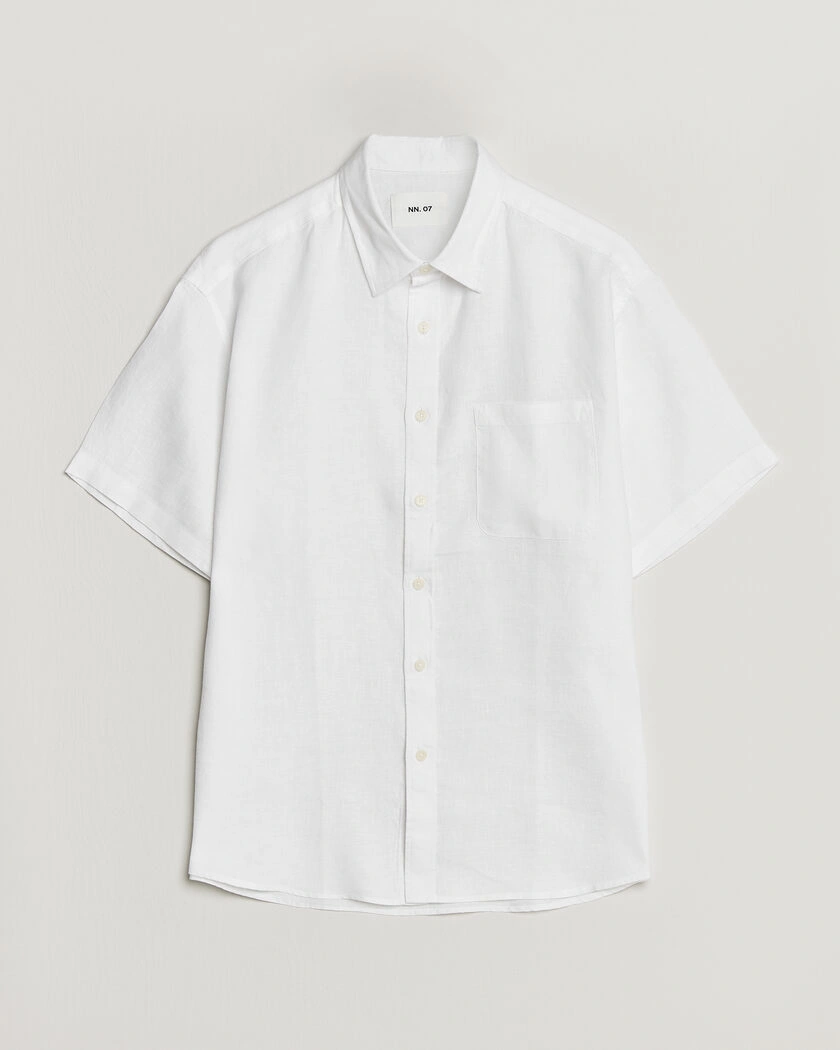 NN07 Deon Linen Short Sleeve Shirt White – Weiß