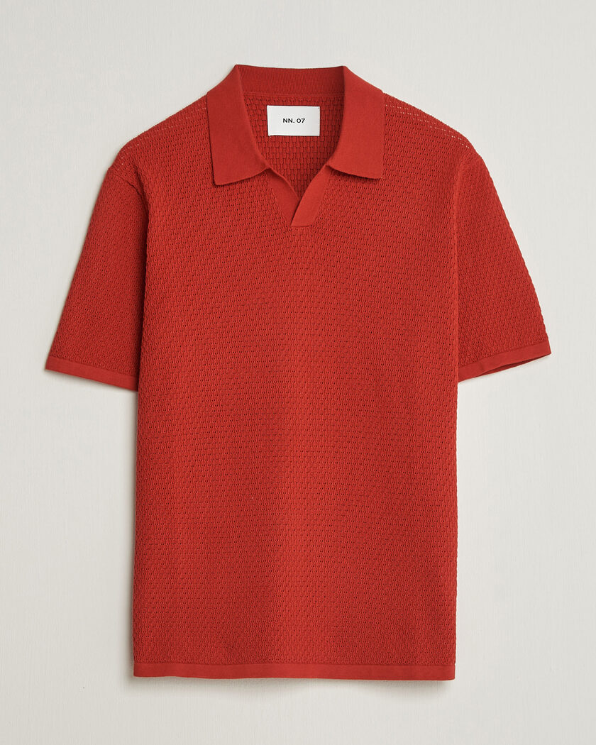 NN07 Paul Knitted Polo Sienna Heat – Rot