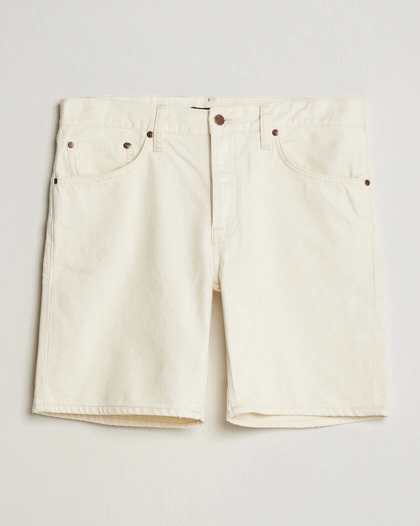 Nudie Jeans Seth Denim Shorts Everivory – Weiß