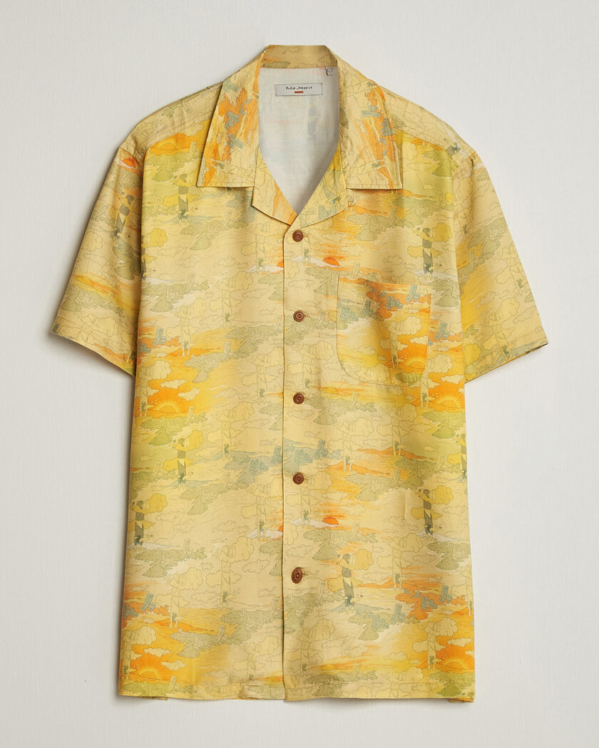 Nudie Jeans Arvid Hawaii Shirt Drift Away – Gelb